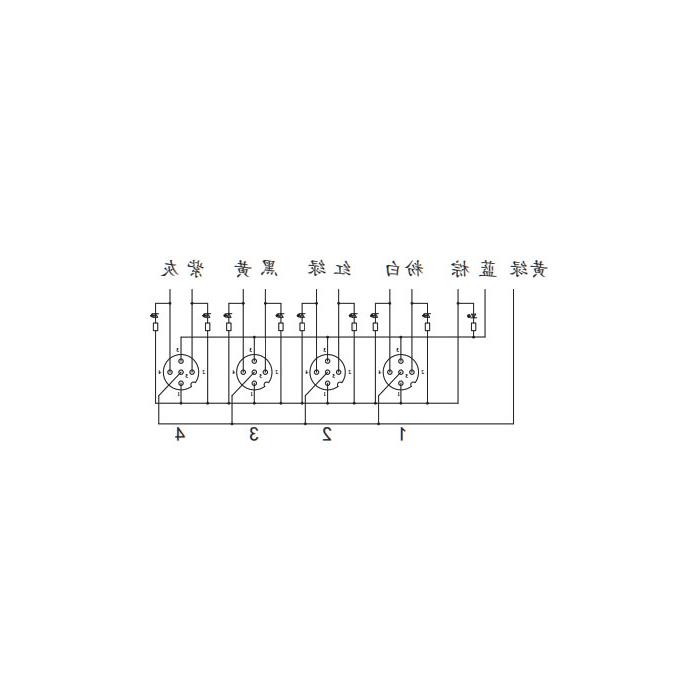 M12 junction box, dual channel, NPN, 4-port integrated, LED, PUR flexible cable, black sheathing, 24N481-XXX